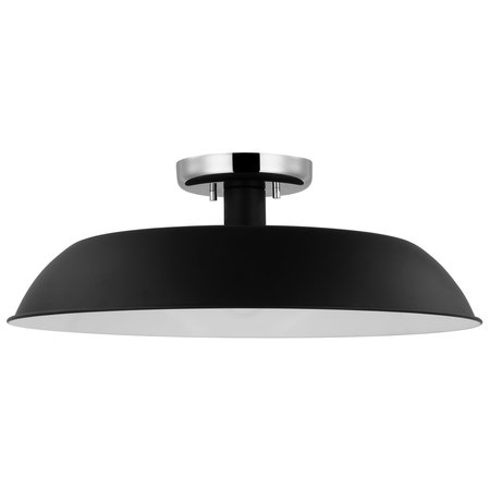 NUVO Colony 1-Light Medium Flush Mount - Matte Black with Polished Nickel 60/7495